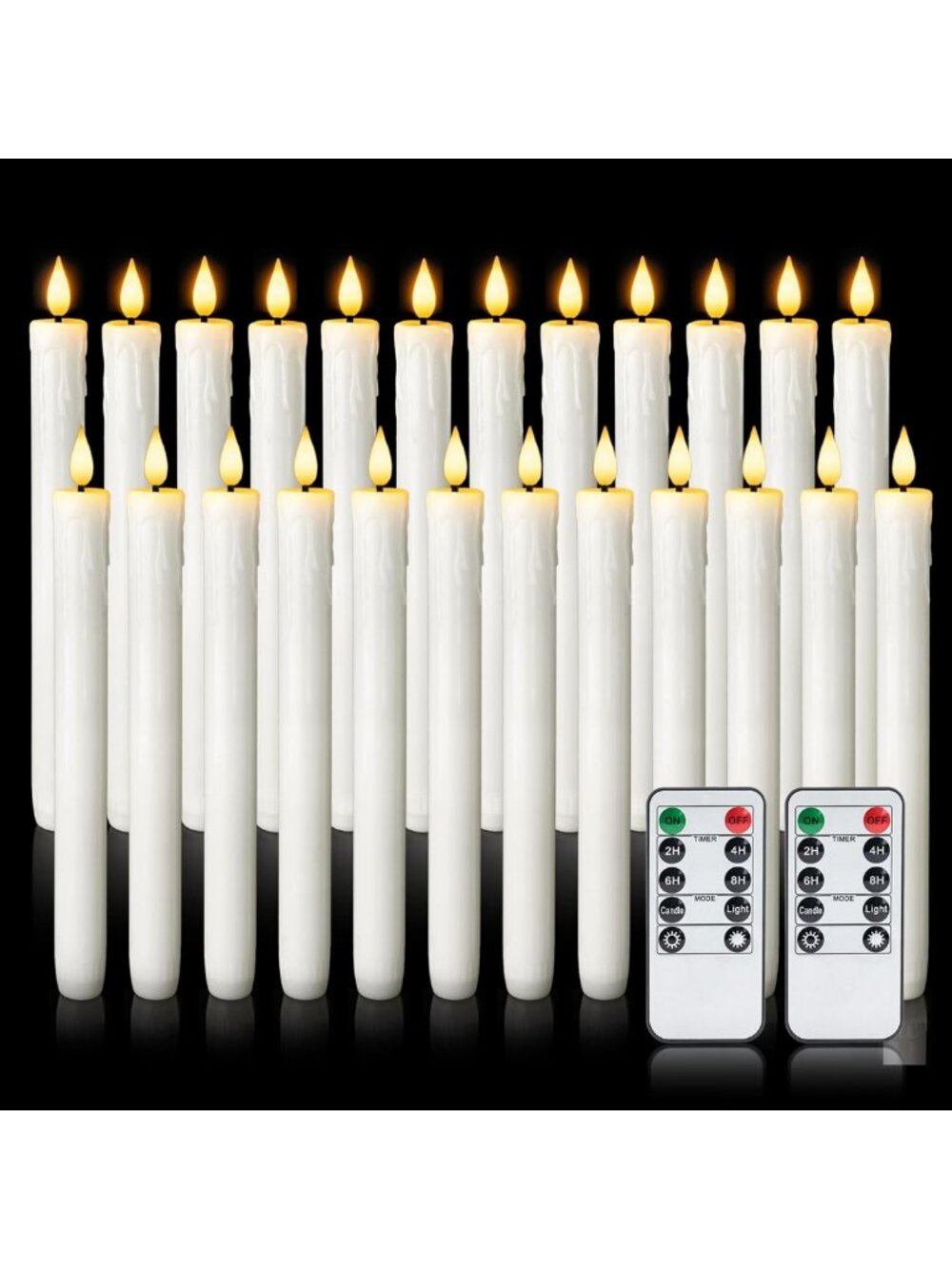 24 Pcs Flameless Taper Candles with Remote Timer & Dimmer - Battery Operated